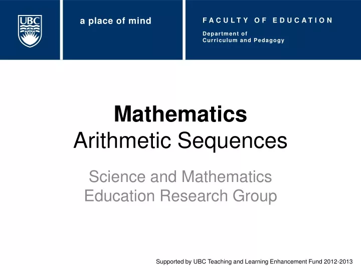 mathematics arithmetic sequences
