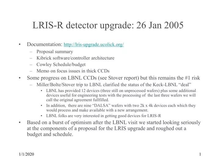 lris r detector upgrade 26 jan 2005