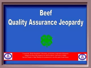 Beef Quality Assurance Jeopardy