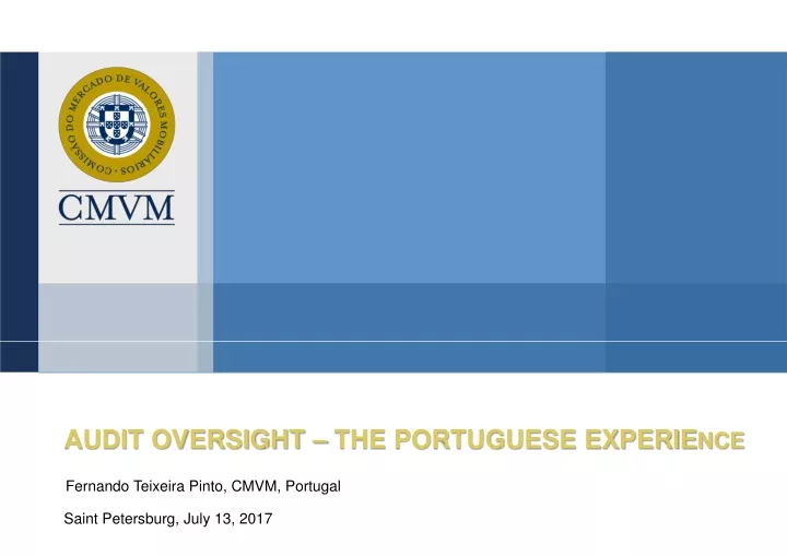 audit oversight the portuguese experie nce