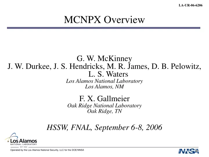 mcnpx overview