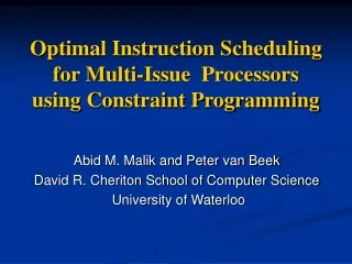Optimal Instruction Scheduling for Multi-Issue  Processors using Constraint Programming