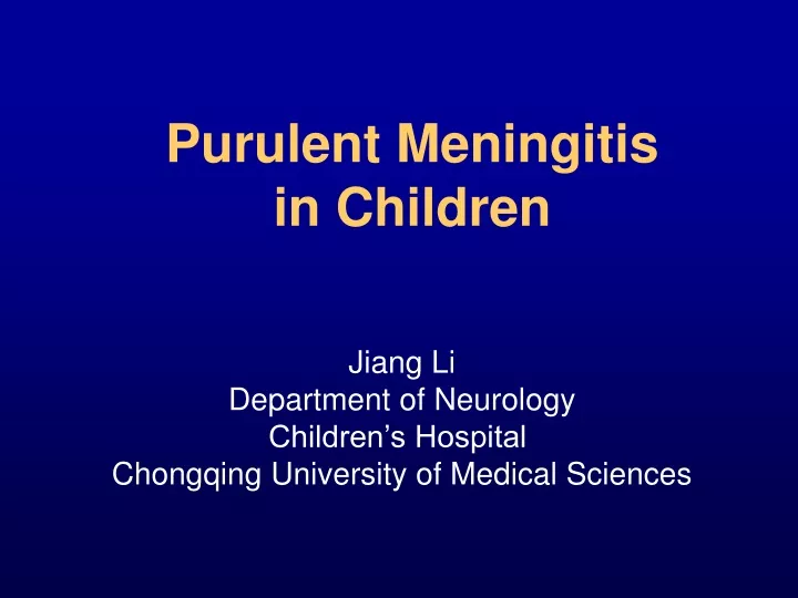 purulent meningitis in children