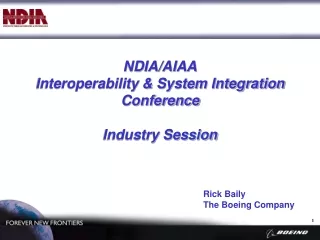 NDIA/AIAA Interoperability &amp; System Integration Conference Industry Session