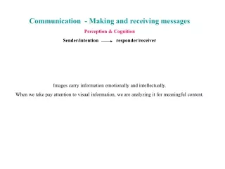 Communication  - Making and receiving messages Perception &amp; Cognition