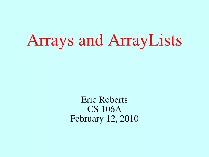 arrays and arraylists