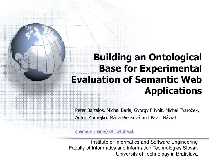 building an ontological base for experimental evaluation of semantic web applications