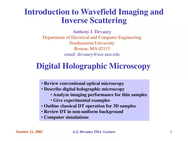 introduction to wavefield imaging and inverse scattering