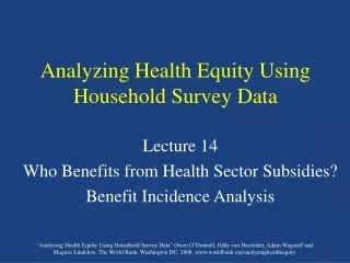 Analyzing Health Equity Using Household Survey Data