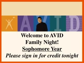 Welcome to AVID Family Night! Sophomore Year Please sign in for credit tonight