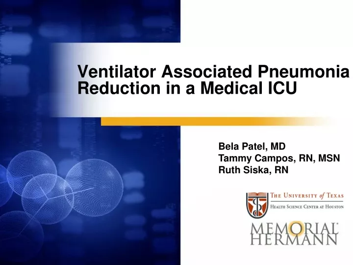 ventilator associated pneumonia reduction in a medical icu