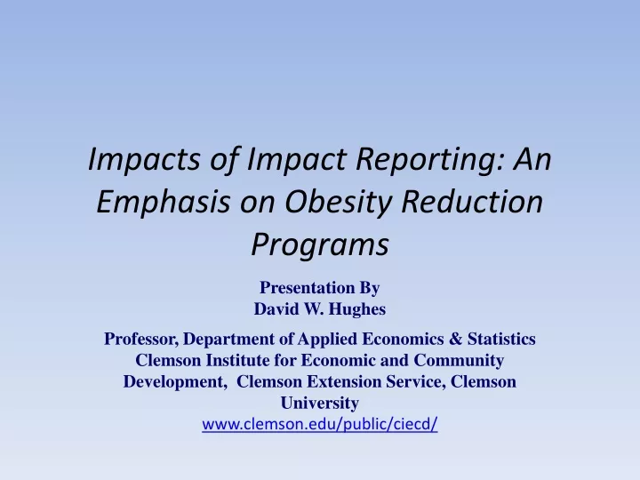 impacts of impact reporting an emphasis on obesity reduction programs