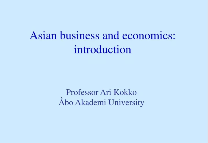 asian business and economics introduction