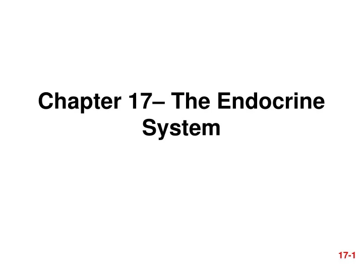 chapter 17 the endocrine system