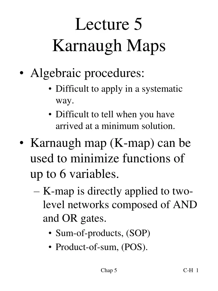 Lecture 5  Karnaugh Maps
