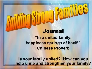 Journal “In a united family,  happiness springs of itself.” Chinese Proverb