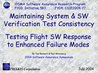Maintaining System &amp; SW Verification Test Consistency