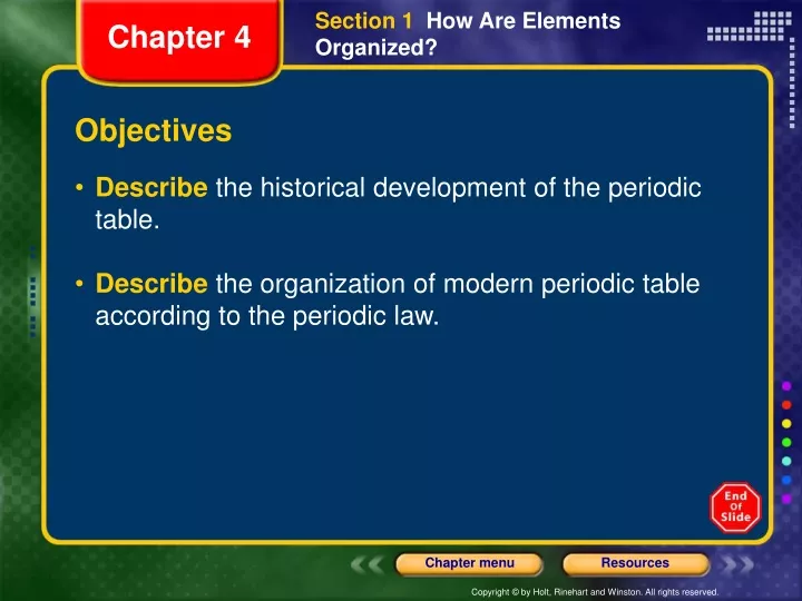 section 1 how are elements organized