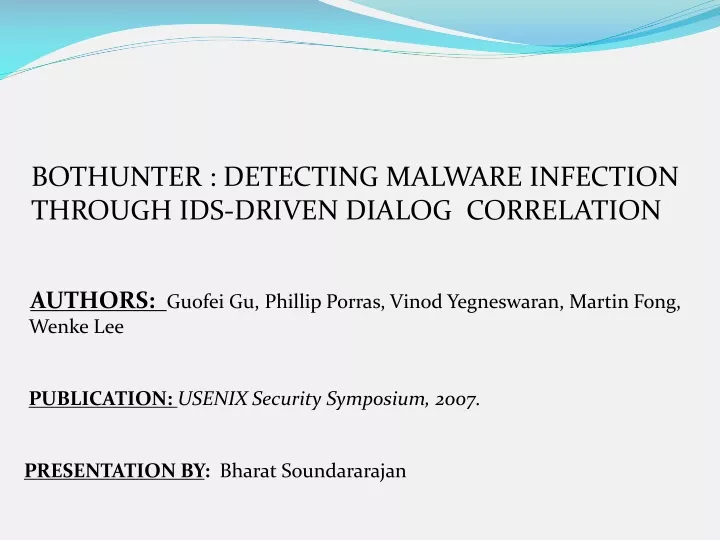 bothunter detecting malware infection through