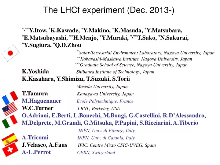 the lhcf experiment dec 2013