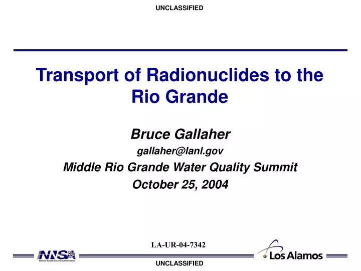transport of radionuclides to the rio grande
