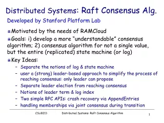 Distributed Systems : Raft Consensus Alg.