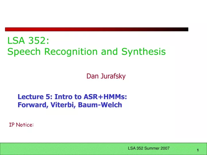 lsa 352 speech recognition and synthesis