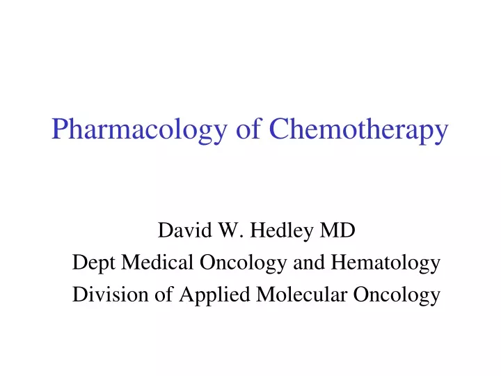 pharmacology of chemotherapy
