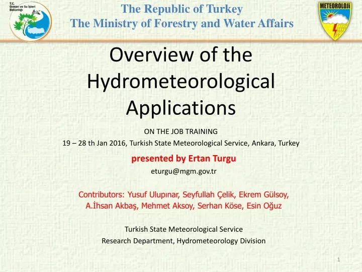 overview of the hydrometeorological a pplications