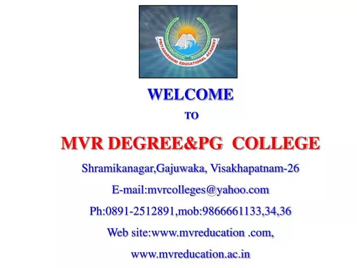 welcome to mvr degree pg college shramikanagar