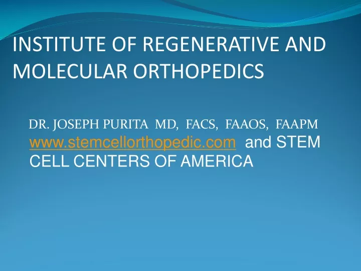 institute of regenerative and molecular orthopedics