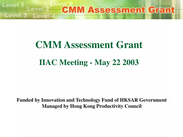 cmm assessment grant iiac meeting may 22 2003