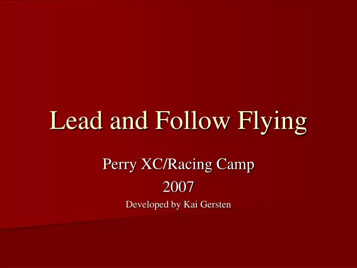 lead and follow flying