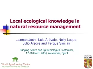 Local ecological knowledge in natural resource management