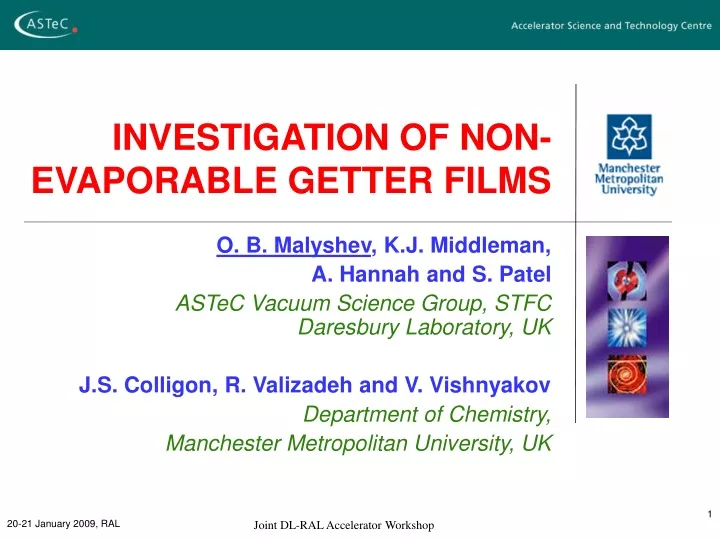 investigation of non evaporable getter films