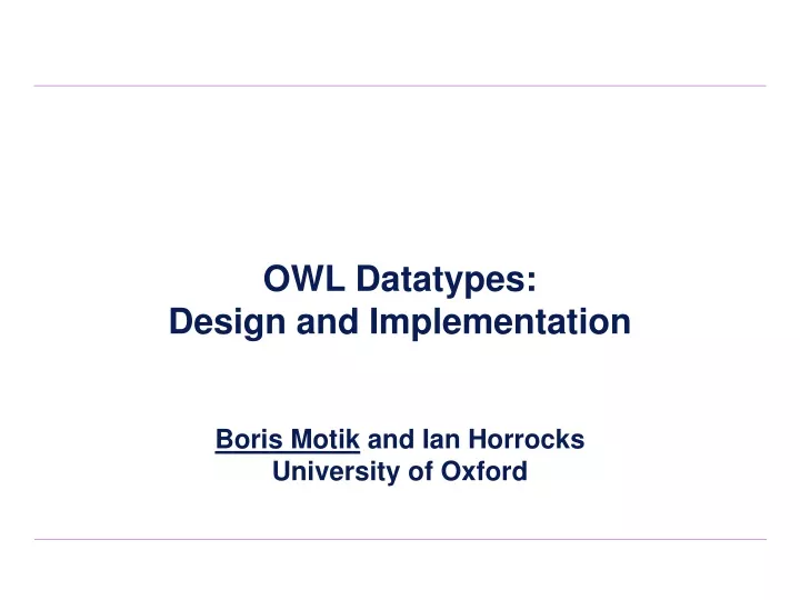 owl datatypes design and implementation