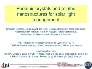 Photonic crystals and related nanostructures for solar light management