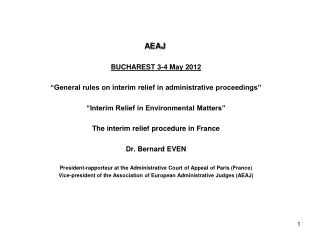 AEAJ BUCHAREST  3-4 May 2012 “General rules on interim relief in administrative proceedings”