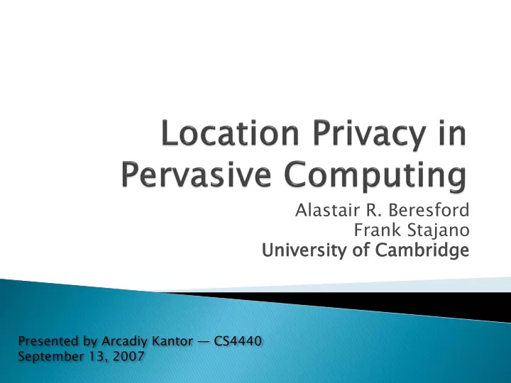 location privacy in pervasive computing