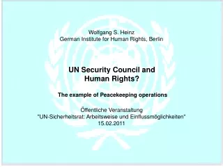 Wolfgang S. Heinz German Institute for Human Rights, Berlin
