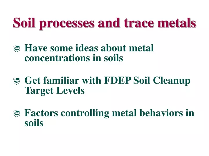 soil processes and trace metals