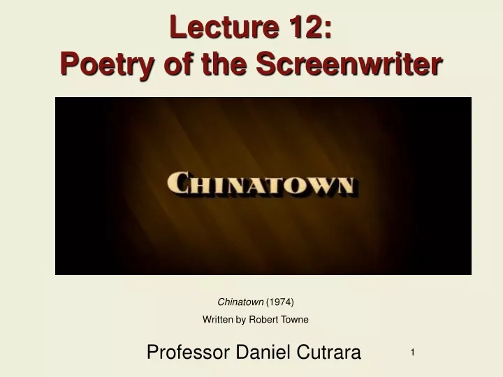 lecture 12 poetry of the screenwriter