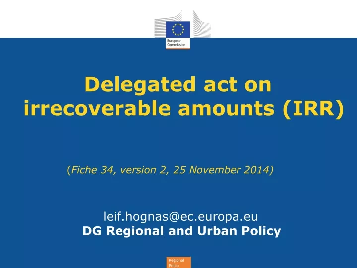 delegated act on irrecoverable amounts irr fiche 34 version 2 25 november 2014
