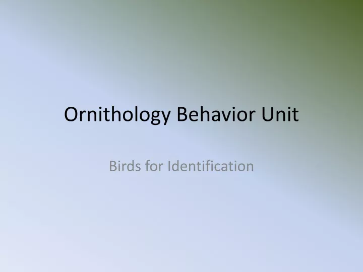 ornithology behavior unit