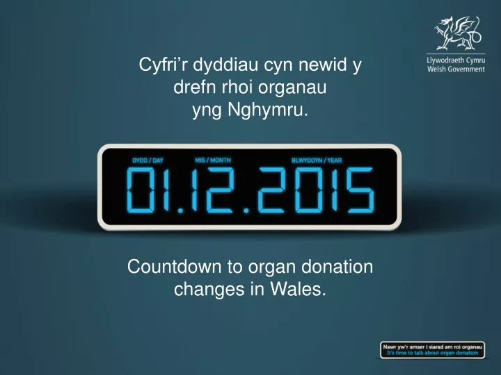 cyfri r dyddiau cyn newid y drefn rhoi organau