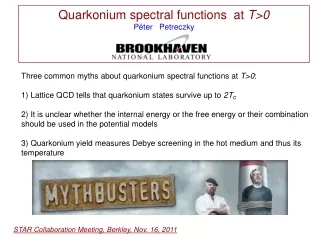 Quarkonium spectral functions  at  T&gt;0 P é ter   Petreczky