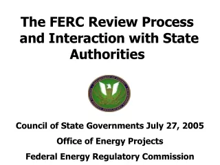 The FERC Review Process  and Interaction with State Authorities
