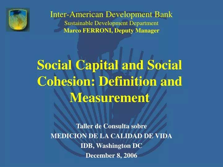 social capital and social cohesion definition and measurement