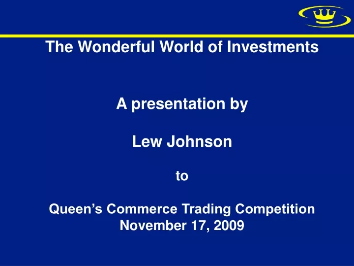 the wonderful world of investments a presentation