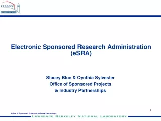 Electronic Sponsored Research Administration (eSRA)